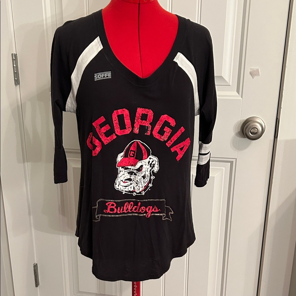 Soffe Black Georgia Bulldogs V-Neck Shirt